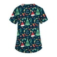 thumbnail image 5 of Garbnen Scrub Top for Woman Christmas Womens Scrub Tops Stretchy Short Sleeve V Neck Xmas Print Nurse Uniform with Pockets, 5 of 6