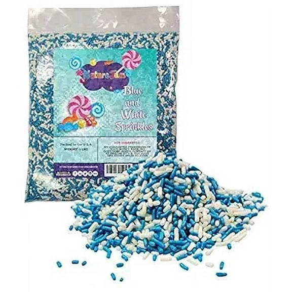 Baby Shower Sprinkles Blue & White Colored BULK Jimmies 1 POUND-Its a Boy Edible Cake Cupcakes Dessert & Ice Cream Topping-Flag of Finland
