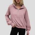 thumbnail image 2 of larppty Womens Sweatshirts Half Zip Cropped Pullover Fleece Quarter Zipper Hoodies 2078 Fall Fashion Outfits Clothes (Light Purple, M), 2 of 6