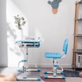 thumbnail image 5 of Kids Desk and Chair Set, Height Adjustable School Student Desk, Children Writing Study Table with Bookstand, Drawer Storage, 45°Tilted Desktop, 5 of 6