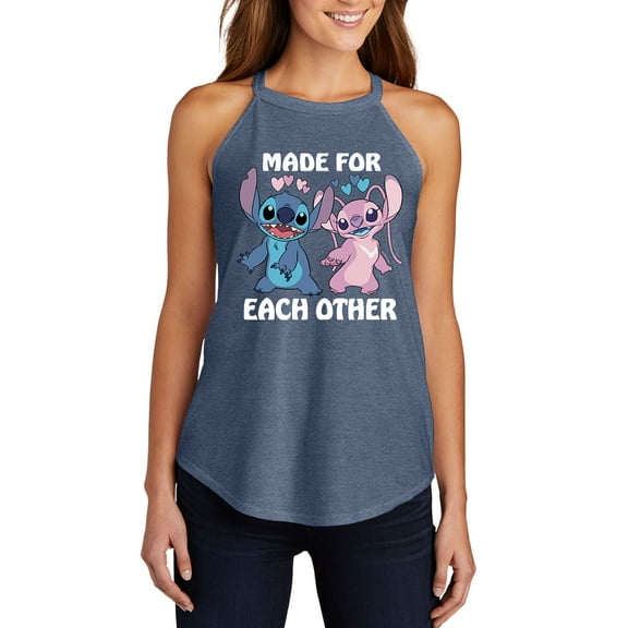 Lilo & Stitch - Valentine's Day Made For Each Other - Juniors High Neck Tank Top