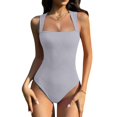 thumbnail image 2 of Body sin mangas sexy de mujer con cuello cuadrado y tirantes acanalados - 90 % nailon, 10 % elastano - Botones a presión en la parte inferior, S-XXL, 2 of 4