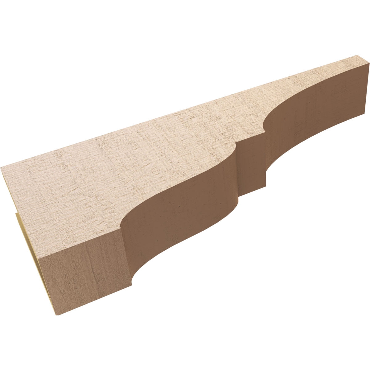 6"W x 36"D x 12"H Thin Asheboro Rough Cedar Woodgrain TimberThane Corbel, Primed Tan