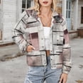 thumbnail image 3 of Jackets for Women Winter Coat Jackets Flannel Stand Collar Jacket(Abstract Geometric Muted Art,Size:S-4XL), 3 of 7