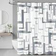 thumbnail image 6 of Extra Long Fabric Shower Curtain, 72x84 Inches Long Geometric Cloth Shower Curtain Set with 12 Plastic Hooks, Tall Modern Neutral Luxury Thick Polyester Shower Curtains for Bathroom - Grey/Gray, 6 of 6