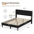 thumbnail image 6 of Sofanext Queen Bed Frame with Wooden Slats Support, Upholstered Platform Bed with Wingback Headboard, No Box Spring Required, Noise-Free Mattress Foundation, Horizontal Stripe, Deep Black, 6 of 8
