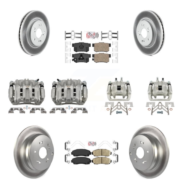Transit Auto Front Rear Disc Brake Caliper Coated Rotors and Ceramic Pads Kit (10Pc) for Car Honda CR-V Acura RDX KCG-101954N