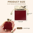 thumbnail image 2 of Uxcell 12 Pcs Bolsa de Terciopelo con Cierre de Cordón, Bolsas de Regalo de Terciopelo para Fiestas de Boda, Empaque de Caramelos, Rojo Oscuro Dorado, 2 of 7