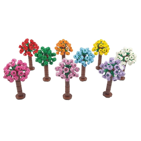 General Jim’s Toys & Bricks Flowering Trees, Colorful Building Blocks, Diorama Model – Set of 9