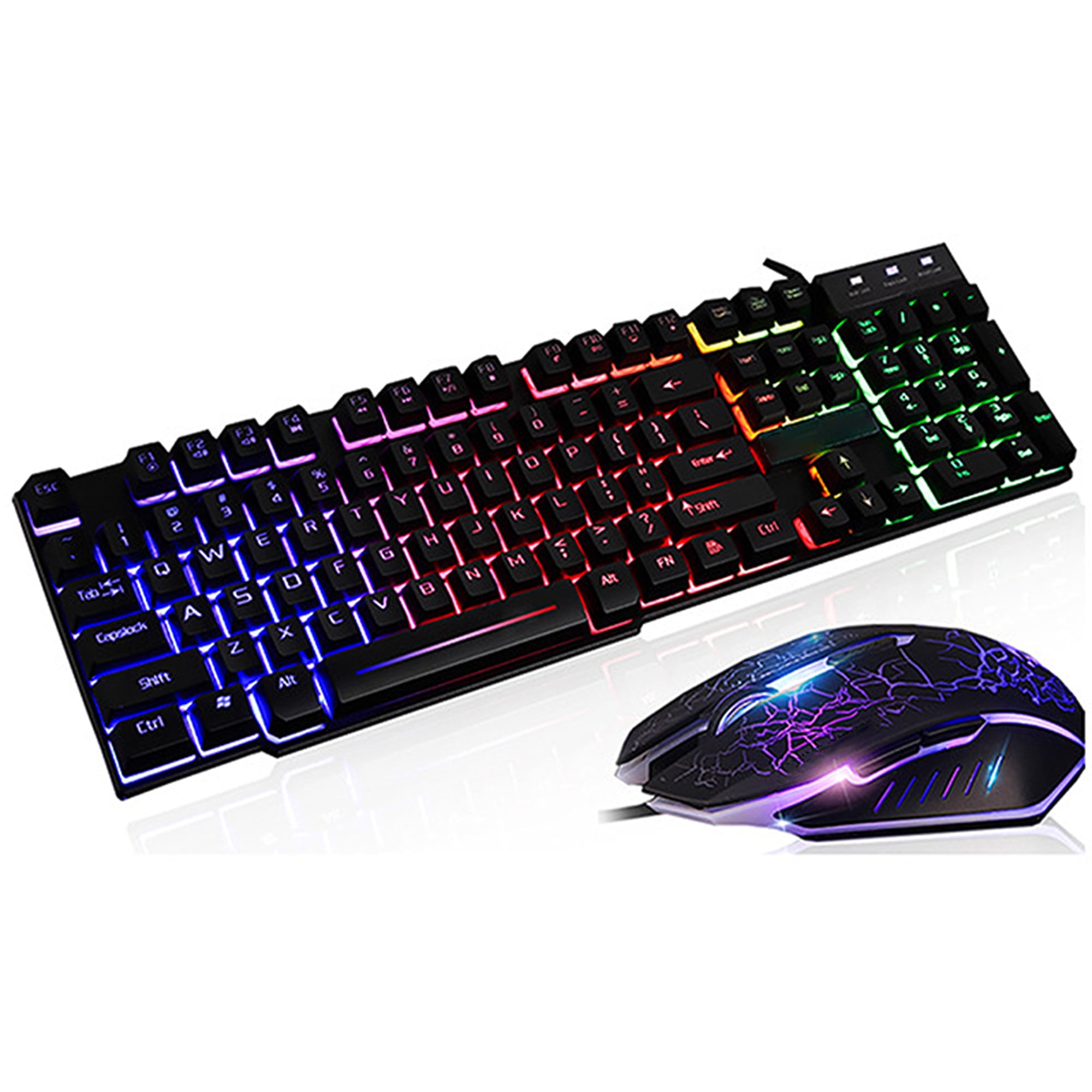 Stylish Esports Gaming Keyboard & Mouse Set Rainbow LED USB For PC
