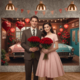 thumbnail image 6 of Romantic  Valentine's Day Banner Vintage Car Love Backdrop Heart Balloons Red Roses Valentine Celebration Banner for Valentine's Day Party Romantic Date Photo Shoot, 6 of 8