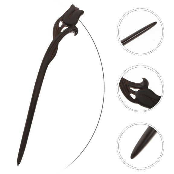 BESTOYARD Black Wooden Hair Chopsticks Vintage Style Decorative Hair Stick for Casual and Parties