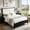 Beige, variant on Gewnee Queen Size Rustic Farmhouse Platform Bed Frame, Steel Frame with Wood Slats, Noise‑Free, Under‑Bed Storage, Easy Assembly, No Box Spring Required for Bedroom, White & Black