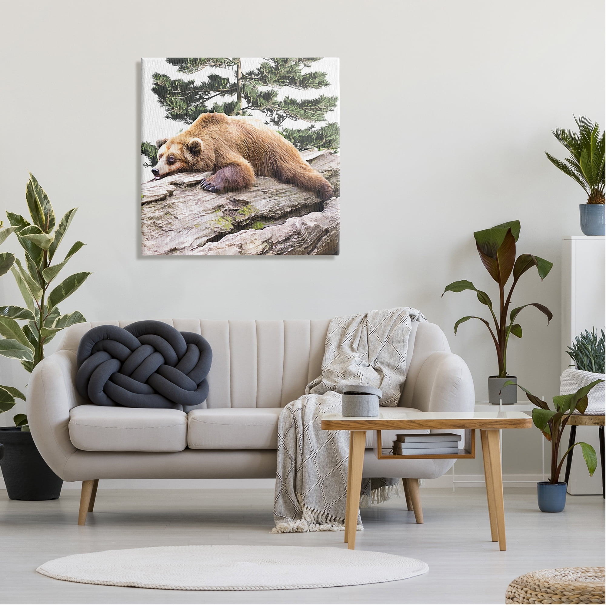 Stupell Sleeping Brown Bear Wildlife Animals & Insects Painting Gallery Wrapped Canvas Print Wall Art