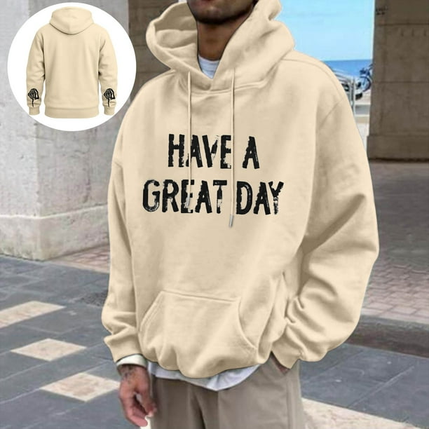 MHFRRA Sudadera con Capucha Gráfica Divertida, Informal, Cómoda y con Estampado de Letras para Uso Diario y Actividades Al Aire Libre Beige