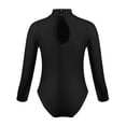 thumbnail image 2 of Oyolan Kids Girls Ballet Dance Leotard Long Sleeves Mock Neck Gymnastics Bodysuit Dancewear Black M, 2 of 7