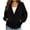 Black, variant on Qiopertar Hoodies for Women Zip Up Fleece Hoodie Long Sleeve Casual Oversized Sweatshirt Solid Color Drawstring Kangaroo Pocket Fall Winter Spring Tops Army Green L