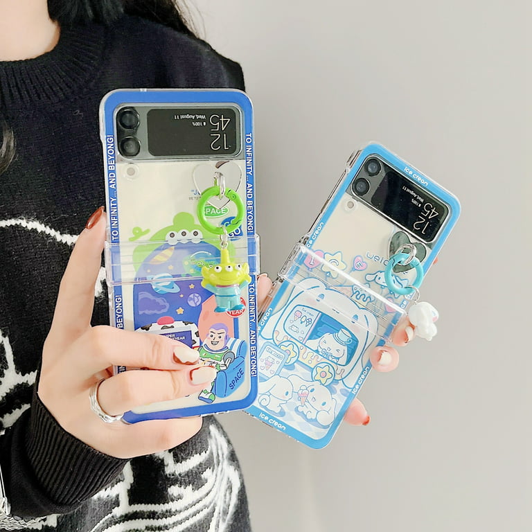 For Samsung Galaxy Z Flip4/Flip3 5G Phone Case，Shockproof Cute Cartoon  Melody/Cinnamon Case，Silm PC Flip Case Cover With Pendant 