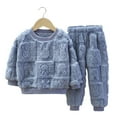 thumbnail image 1 of Pyjamas en Polyester pour Enfants 2 Pcs/ensemble Ensemble de Pyjamas pour Enfants Automne Hiver Couleur Unie Rabbit Col Rond Épais Chaud sous-Vêtements Thermiques Garçons Filles Manches Longues Haut Pantalon, 1 of 8