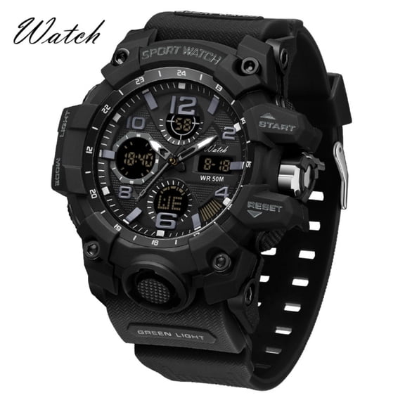 Explojoy Waterproof Sports Digital Watch, Double Display, Luminous, Alarm Clock for Men & Women