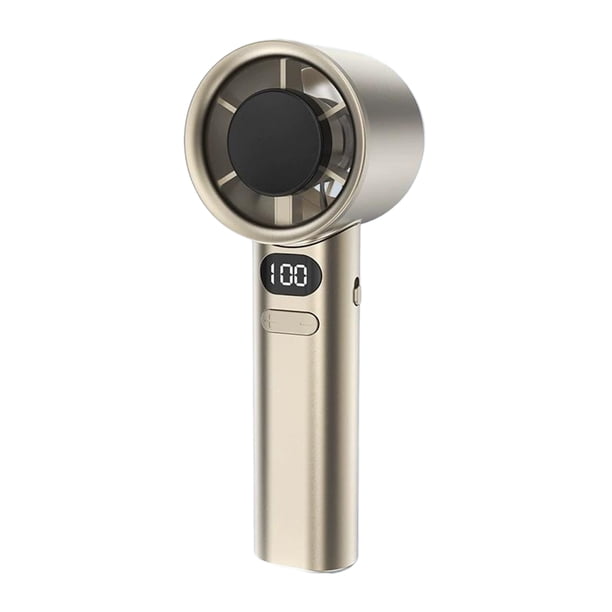 Cateissary Ventilador portátil de mano recargable por USB, de alta velocidad, potente, con energía eólica, con orificio para colgar en la parte Electrodomésticos dorado