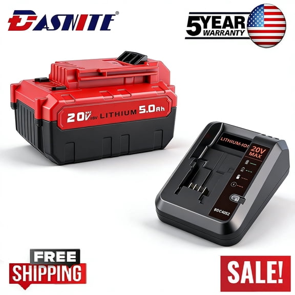 5000mAh 20V Replacement Battery   Battery Charger for Porter Cable 20V Lithium Ion PCC680L PCC685LP LBXR20 LB2X4020-Ope Drill driver