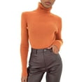 thumbnail image 2 of BOOMILK Turtleneck Sweaters for Women Slim Fit Lightweight Long Sleeve Undershirt Warm Knitted Pullover Orange, 2 of 8