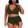thumbnail image 2 of Wdgfv Girls High Waisted Bikini Set Tummy Control Mesh Swim Skirt Twist Front Two Piece Swimsuits Black 11-12 Years, 2 of 4