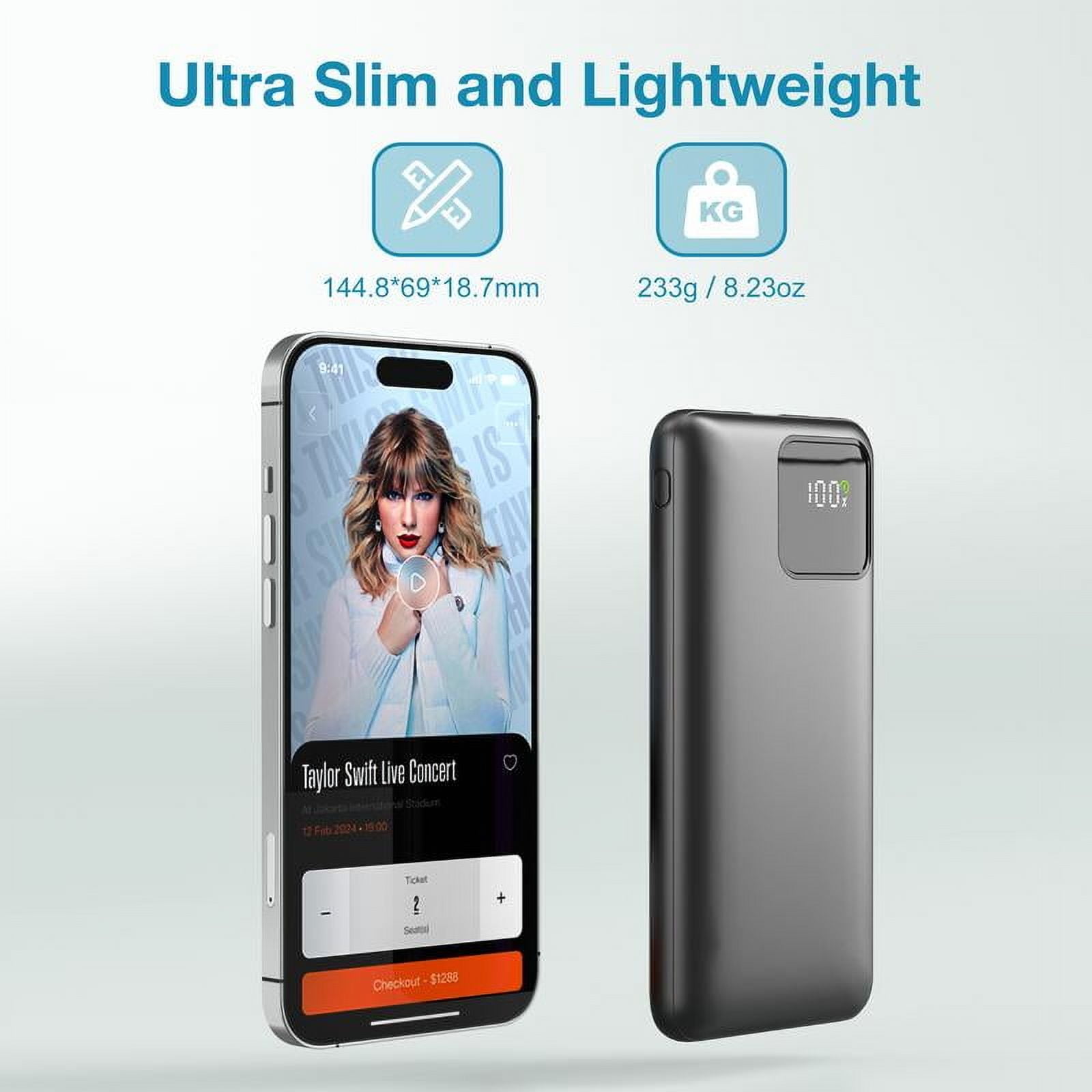 Portable Charger with Built-in Cables,Portable Charger with Cords Wires Slim 10000mAh Travel Battery Pack 4 Outputs 2 Inputs 22.5W Fast Charging Power Bank for Samsung Google Pixel LG Moto iPhone