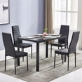 thumbnail image 7 of Zimtown Modern 7 Pcs Dining Table Set With 6 Leather Chairs and Glass Table Kitchen Room Furniture, 7 of 7