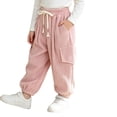 thumbnail image 4 of hotojiny Boys Girls Corduroy Pants Winter Warm Pull on Plain Elastic Waist Trousers Drawstring Thermal Cinch Bottoms Kids Pants(Pink,1-2 Years), 4 of 5