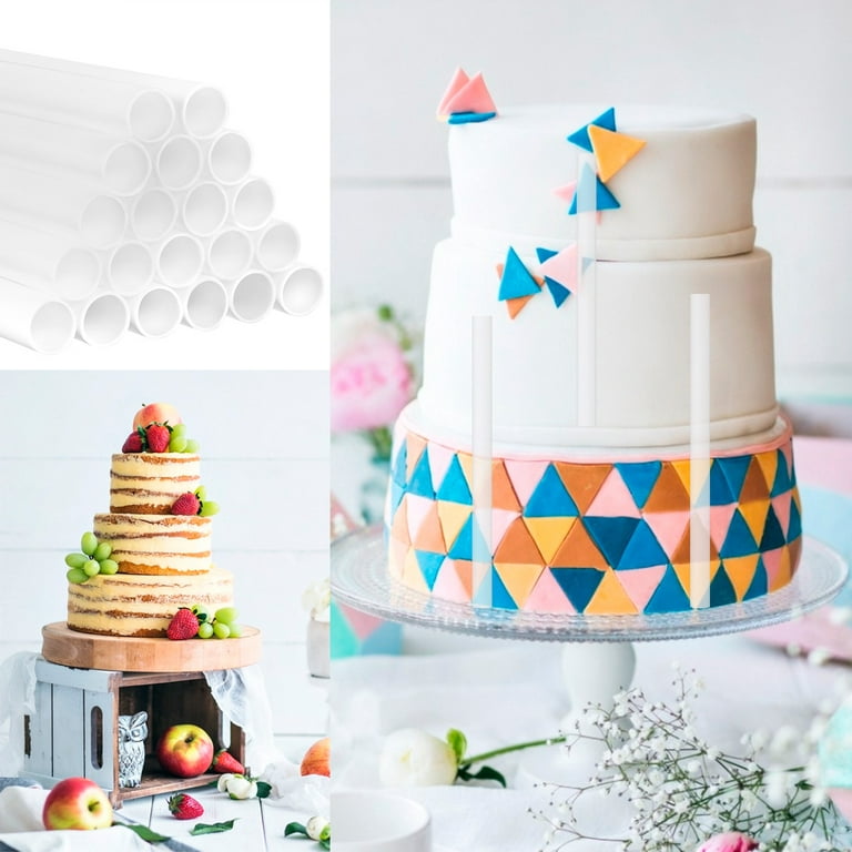 Aufind 85 PCS Plastic Cake Dowel Rods Set, 20 White Plastic Cake Sticks  Support Rods with 5 Cake Separator Plates for 4, 6, 8, 10,12 Inch Cakes and  20