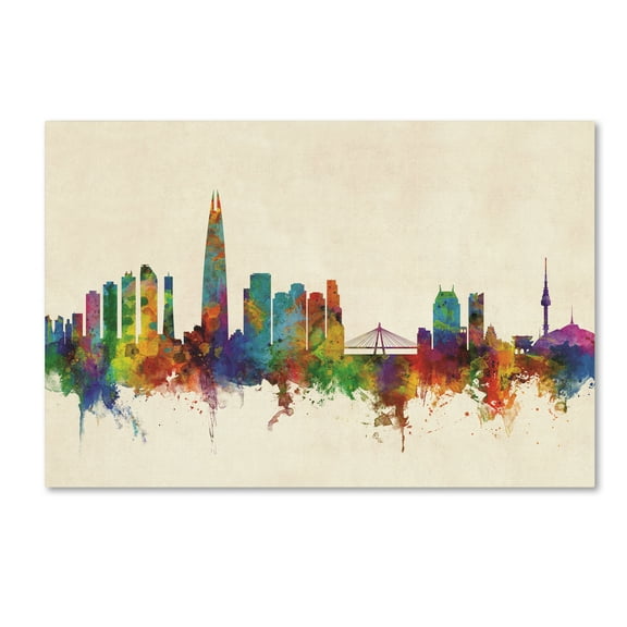 Trademark Fine Art 'Seoul Skyline South Korea' Canvas Art by Michael Tompsett