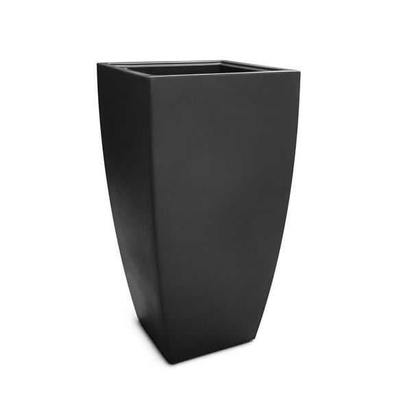 Mayne Kobi 17.5" x 17.5" x 32" Square Tall Black Self-Watering Plastic Planter