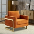 thumbnail image 6 of LeisureMod Accent Arm Chair Upholstered in Velvet with Gold Stainless Steel Sled Base and Removable Back and Seat Cushion No Assembly for Home, Bedroom, Office Lincoln Collection in Orange Marmalade, 6 of 7