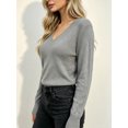 thumbnail image 3 of Women’s Fitted V-Neck Ribbed Knit Sweater, Long Sleeve Pullover Top, Sizes S-XL, 3 of 7