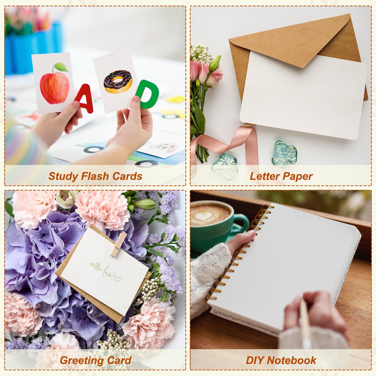 Uxcell 200 Sheets Blank Index Cards, 3.1"x3.1" Double Sided Thick Cardstock 350gsm Rounded Corner Study Flash Cards for Learning Playing Note Gift Tags DIY Paper Crafts, White