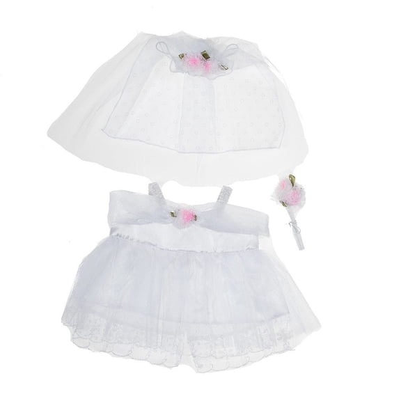 Bride Costume for 14-18 Inch Plush Dolls, Wedding Dress Up Doll Clothes Outfit