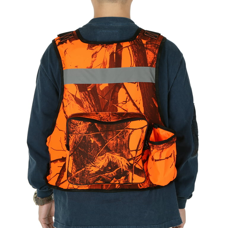 JARUSITE Multi-Pockets Fly Fishing Jacket Vest with Water Bottle Holder  ,Orange