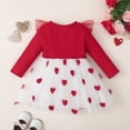 thumbnail image 4 of GYRATEDREAM Toddler Baby Girl Valentines Day Outfit Long Sleeve Heart Dress Kids Mesh Tulle Tutu Dressess 12-18 Months, 4 of 10