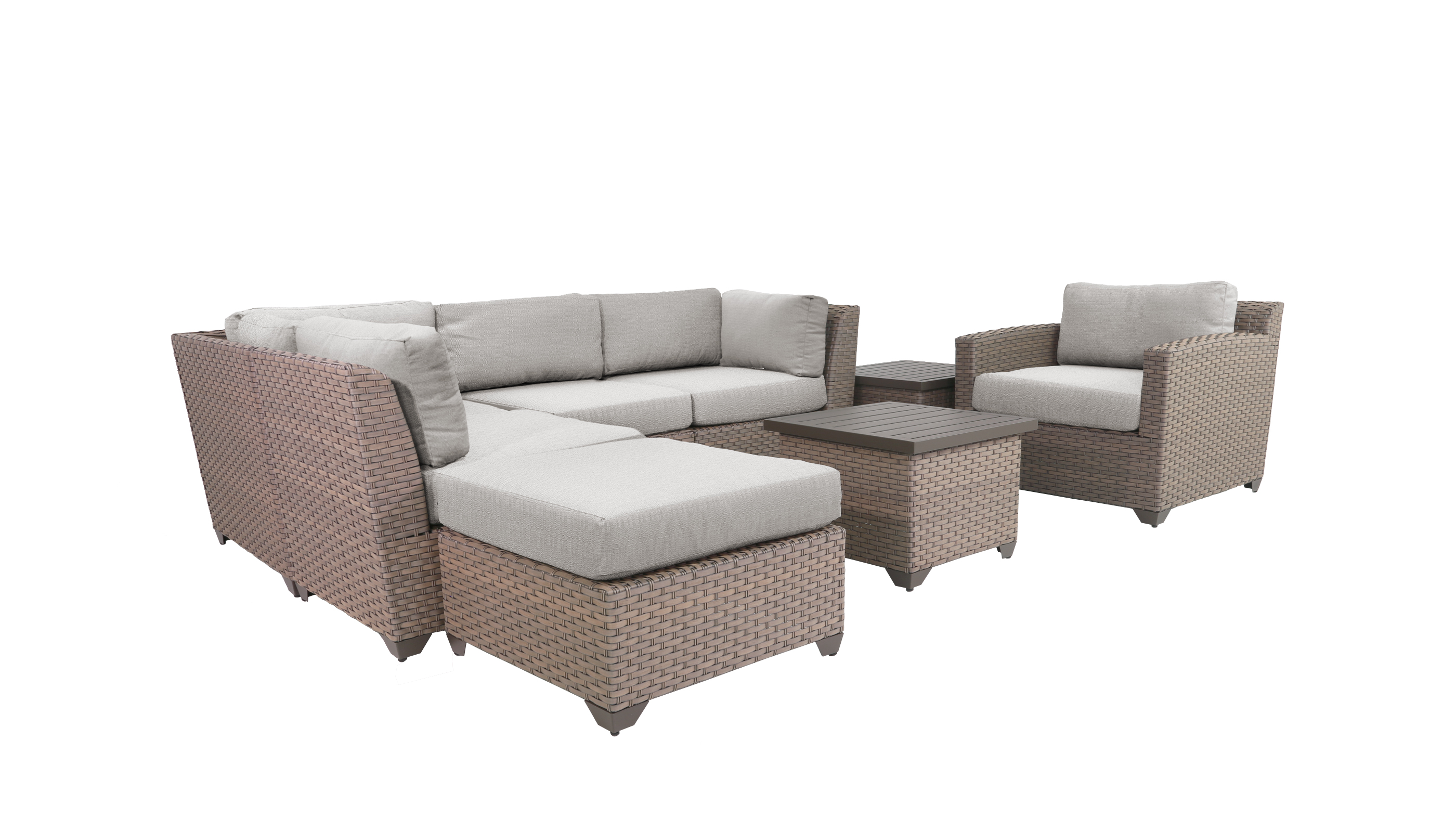 TK Classics Florence Wicker 8 Piece Patio Conversation Set with End Table and 2 Sets of Cushion Covers - image 4 of 11