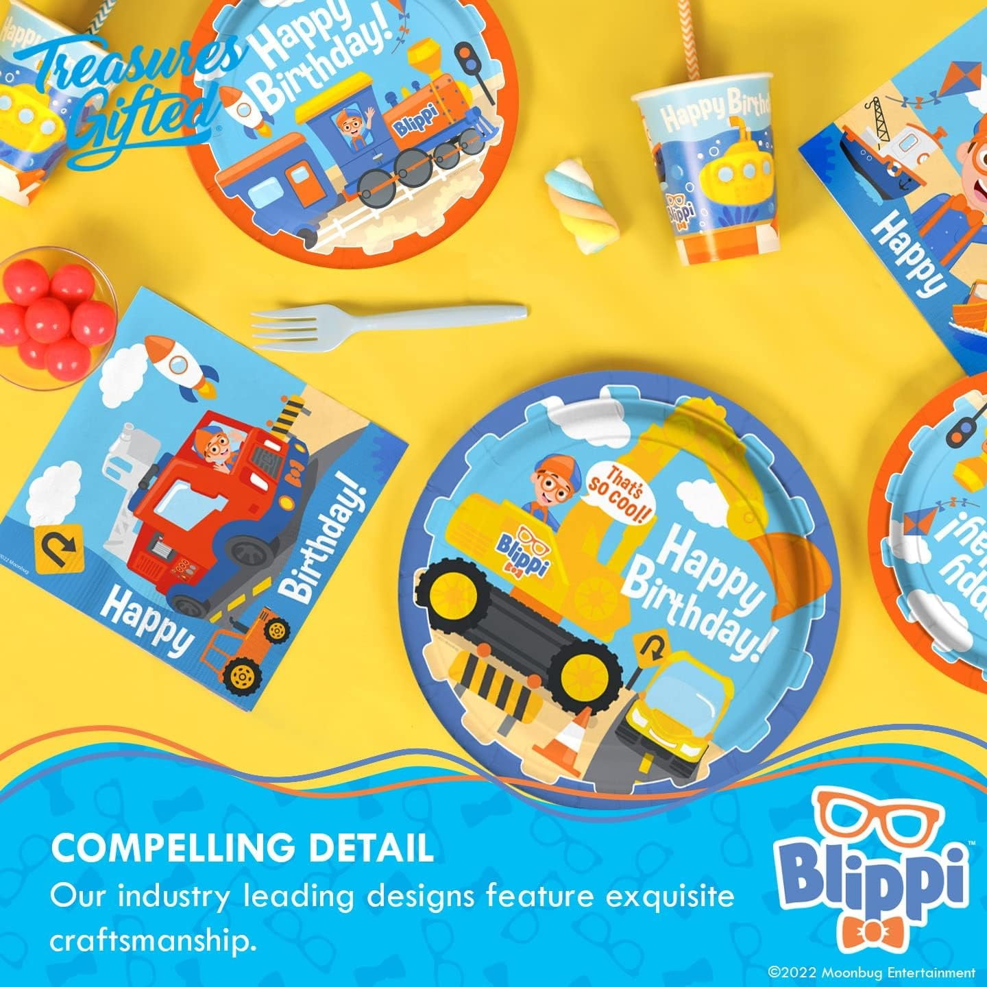 Blippi Birthday Cake Topper & Blippi Cupcake Toppers Kit Vehicle