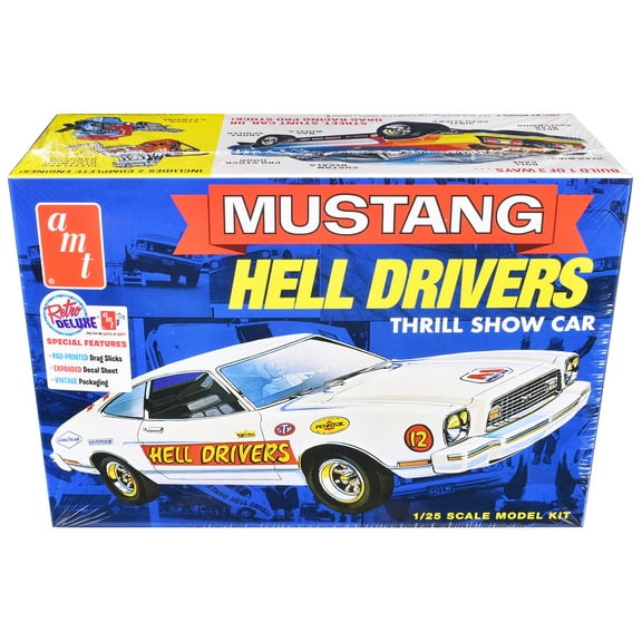 Skill 2 Model Kit 1977 Ford Mustang "Hell Drivers" Thrill Show Car 1/25 Scale Model by AMT