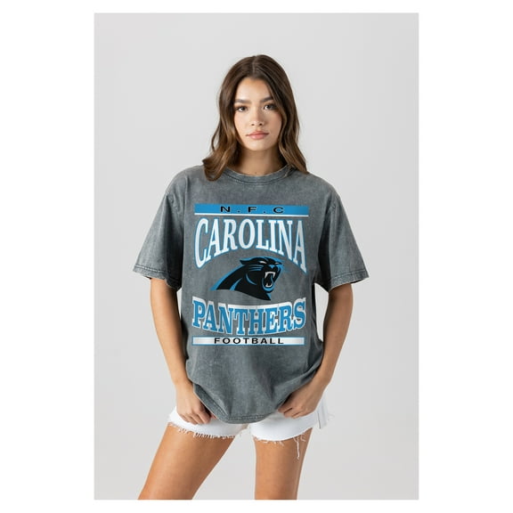 Women's Gameday Couture Gray Carolina Panthers Oversized Classic Grind Washed T-Shirt