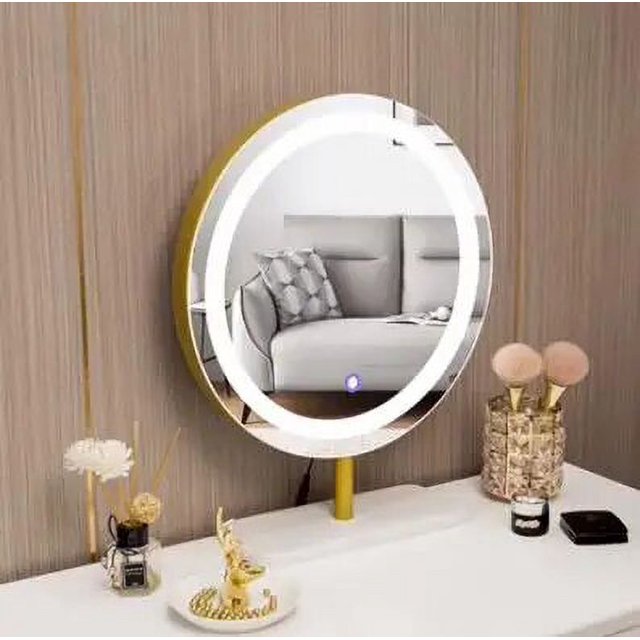 Nordic Light Full Body Luxury Makeup Dressing Penteadeira Table LED Mirror Bedroom Vanity Mirror Dresser Cabinet Include Chair My Lux Decor Round