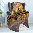 thumbnail image 4 of Travel Soft Flannel Fleece Throw Blanket, Kuwait City Skyline from Sailboat Majestic Sky Skyscrapers Arabia Landscape Photo, Cozy Plush for Indoor and Outdoor Use, 60" x 80", Multicolor, by Ambesonne, 4 of 5