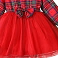 thumbnail image 6 of Girls' Christmas Dress Long-sleeved Plaid Doll Collar Patchwork Mesh Bow Dress Gift For Little Girls, 6 of 7