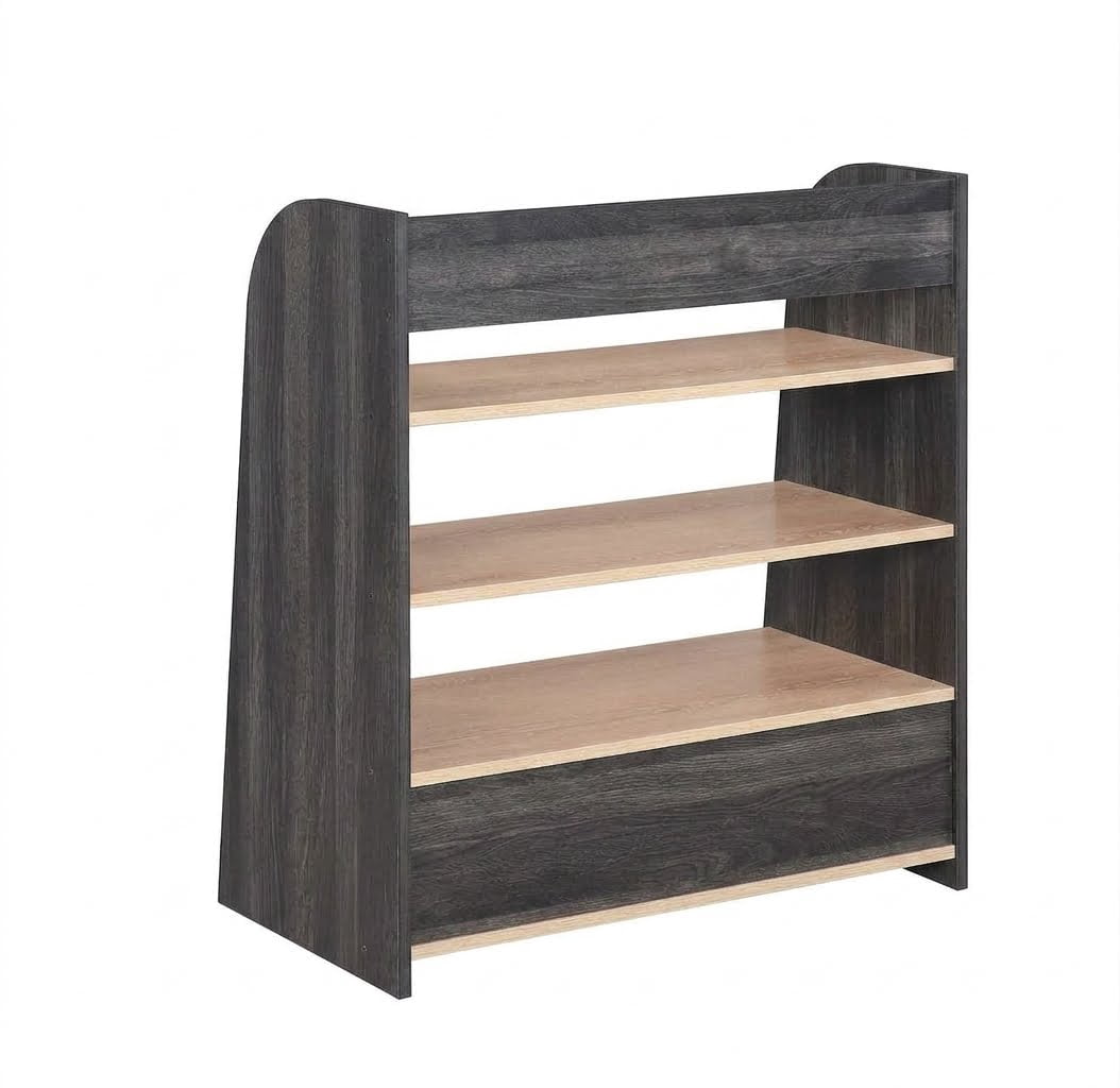 OSHome Modular Storage Bookshelf with 3 Shelves and Drawer – Black Woodgrain Laminate