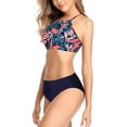 thumbnail image 4 of Charmo Maillots de Bain Bikini à Dos Nu pour Femmes, Col Montant, Deux Pièces, 4 of 6