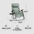 thumbnail image 3 of Four Seasons Courtyard Sunny Isles XL Zero Gravity Outdoor Chairs, 3 Pack, Green, 3 of 9